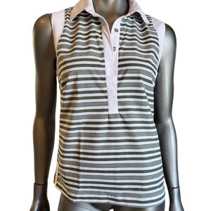 Inphorm Bailey Green & White Striped Sleeveless Golf/Tennis Shirt - Sz Small B6